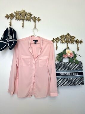 Joan Vass Blush Pink Button-Up Blouse